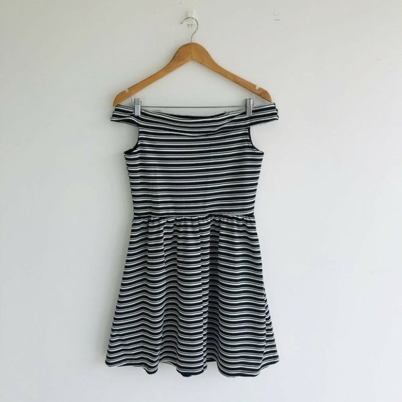 Mango Stripe Boat Neck Summer Dress Women’s Size 16 - Picture 2 of 6